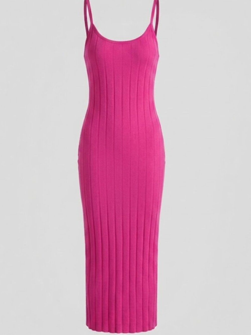 Love J Hot Pink Ribbed Bodycon Midi Dress | Size S | Y2K/Coquette Vibe